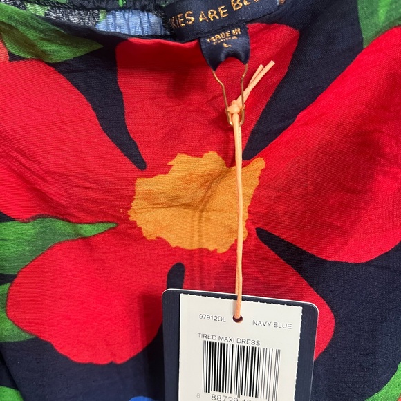 Skies Are Blue Floral Maxi Dress - Black, Red, Blue, Green - Picture 4 of 5